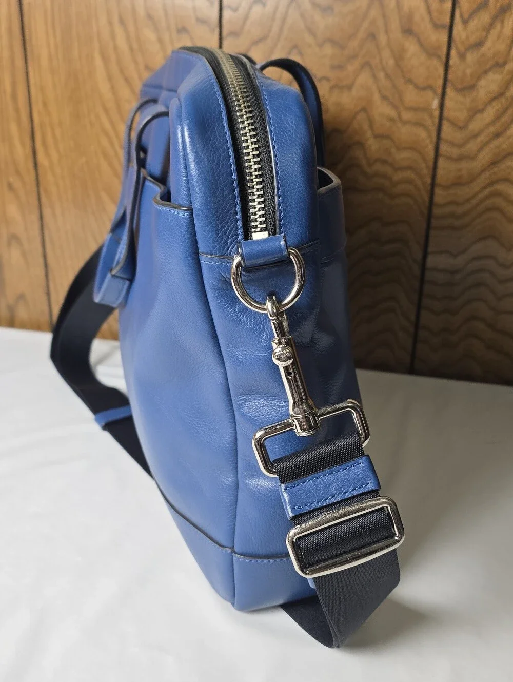 Coach Blue Leather Briefcase - Men's Convertible Messenger